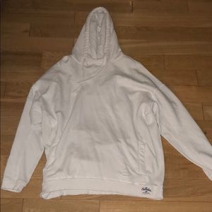 white sweatshirt, precut holes